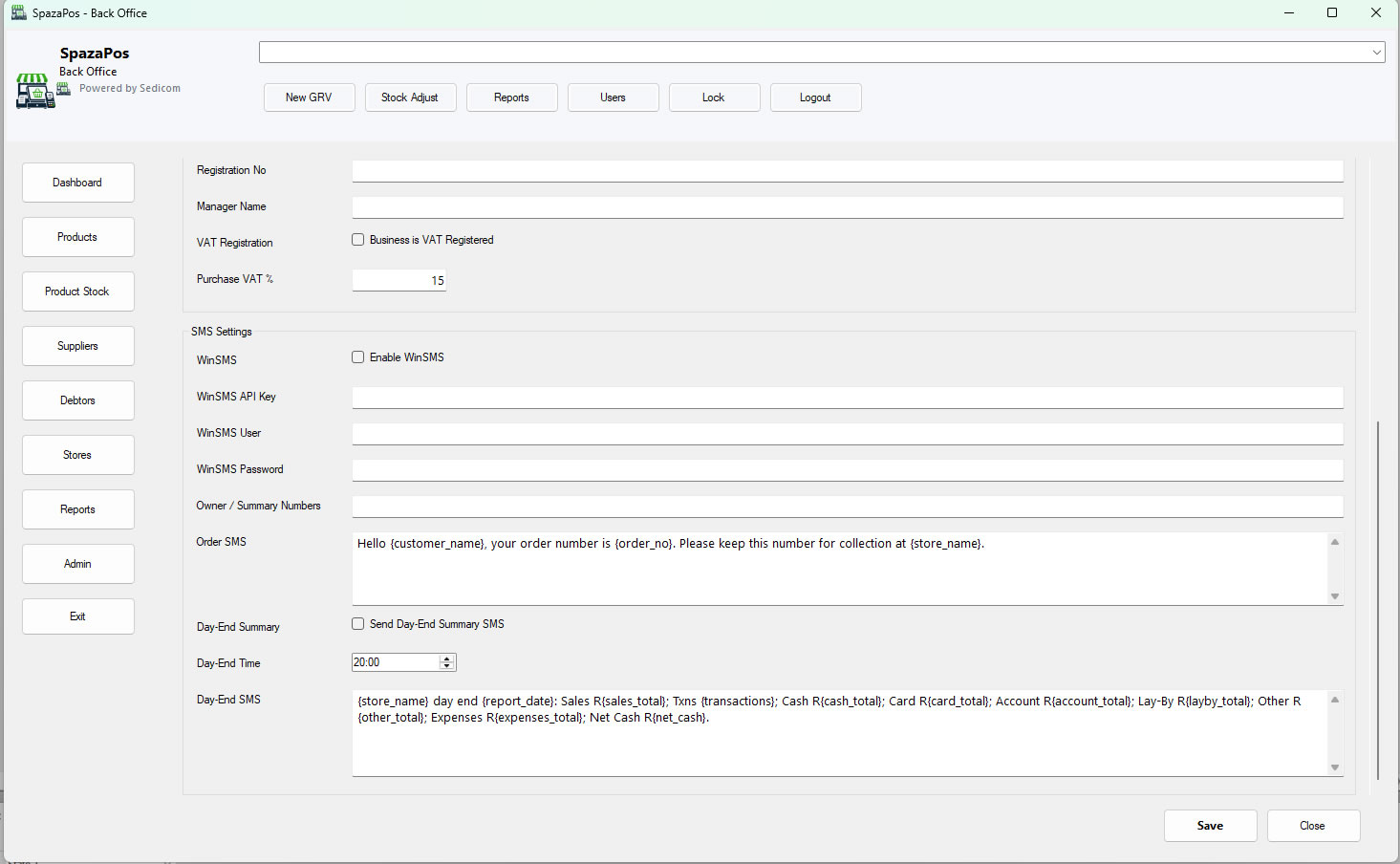 SMS setup and messaging